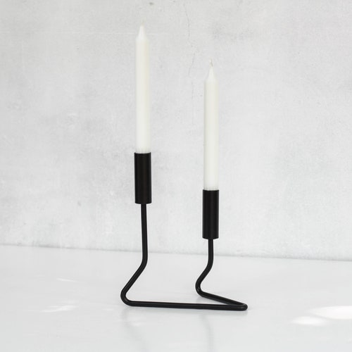 Black Candelabra Modern Metal Candlestick Metal Taper Candle Etsy