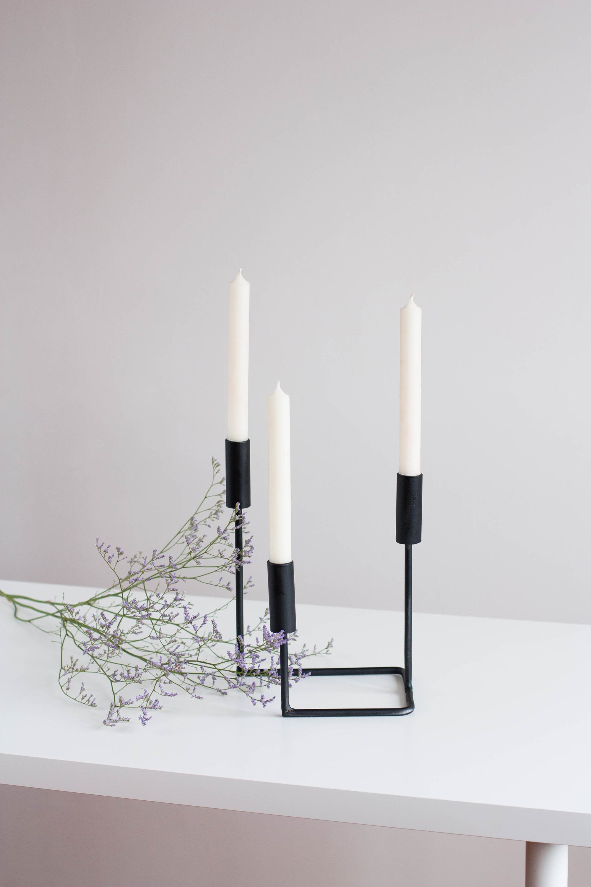 Black candelabra modern metal candlestick metal taper candle Etsy