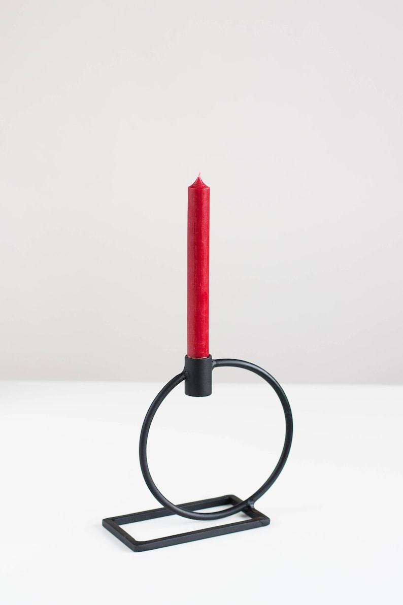 Round Circle Metal Candle Holder / Modern Black Metal Candle Holder
