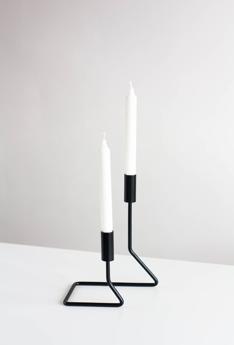 Metal candle holder Table metal candlestick Black Etsy