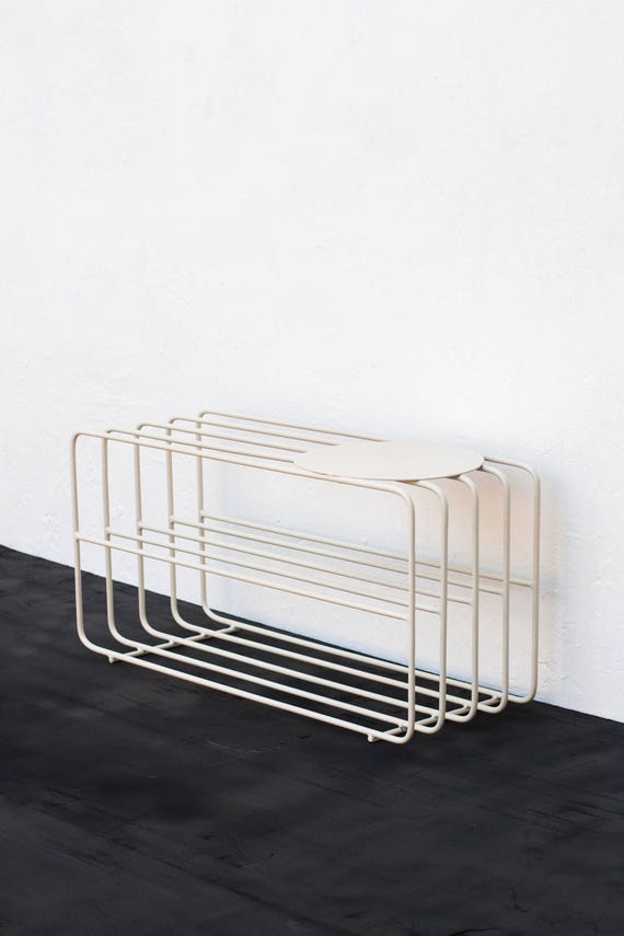 Minimalist Metal Shoe Rack | Modern Entryway Organizer | Multi-Purpose Storage Shelf | Scandinavian Home Decor | Magazine or Record Holder