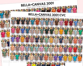 Bella Canvas 3001 Color Chart: Solid & Heather Colors (JPEG Download)
