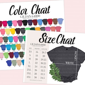 Gildan 64000 Color Chart & Size Chart Bundle (JPEG Files)