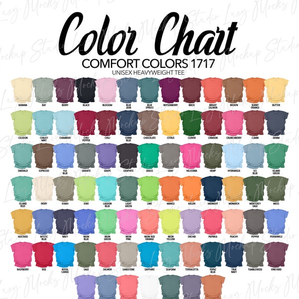 Comfort Colors 1717 Color Chart | C1717 T-shirt | 1 JPEG File | Non-editable | Instant Digital Download