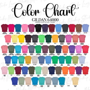Gildan 64000 T-Shirt Color Chart (JPEG Digital Download)