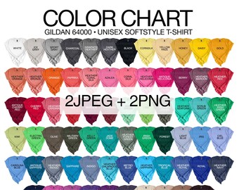 Gildan 64000 Color Chart: Softstyle T-Shirt Mockups (2 JPEG + 2 PNG)