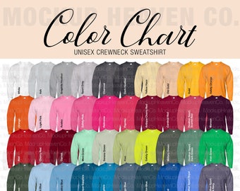 Gildan 18000 Color & Size Chart: Heavy Blend Sweatshirt (2 Files)