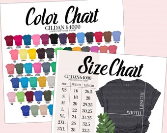 Gildan 64000 Color Chart & Size Chart (Digital Download)
