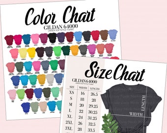 Gildan 64000 Softstyle T-shirt Color Chart & Size Chart (Digital Download)