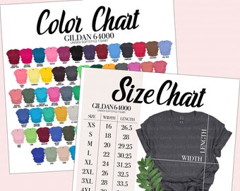 Gildan 64000 Color Chart & Size Chart (Digital Download)