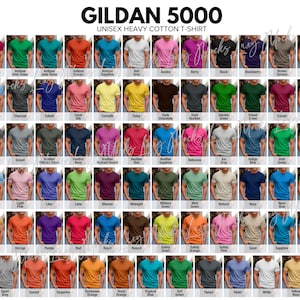 Gildan 5000 G500 Color Chart Men's Tee Color Chart | G500 Color Chart for Men | JPEG Non-editable | Gildan Color Chart