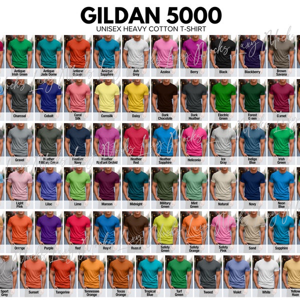 Gildan 5000 Color Chart Etsy