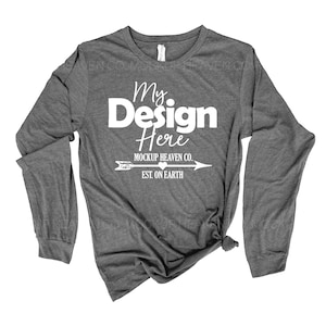 Bella Canvas 3501 Deep Heather Long Sleeve Tee Mockup (JPEG)