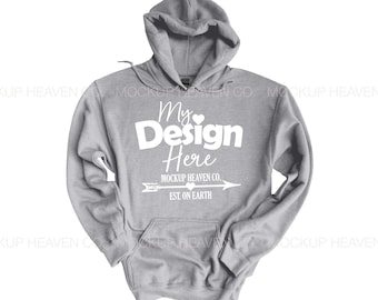 Maqueta de sudadera con capucha Gildan 18500 Sport Gray: Impresión unisex bajo demanda (JPEG)