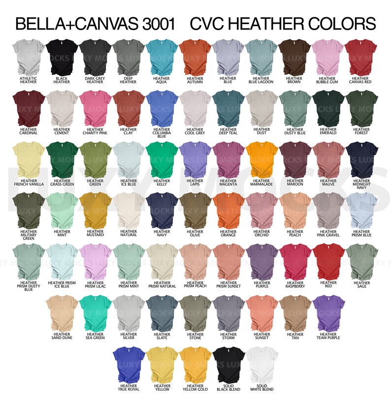 Editable Color Chart Bella Canvas 3001 145 PNG Transparent - Etsy
