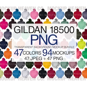 Gildan 18500-hoodymodelbundel: 94 png- en jpeg-mockups