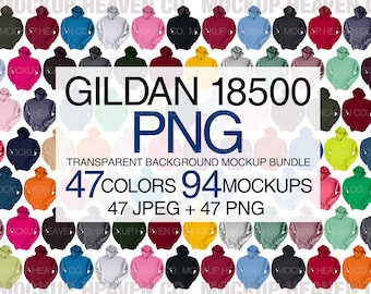 Maqueta de sudadera con capucha Gildan 18500: 94 maquetas PNG y JPEG