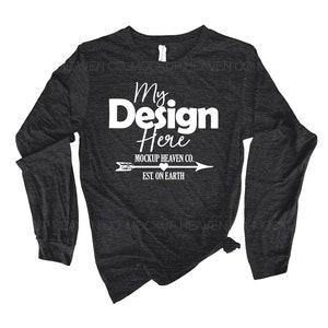 Bella Canvas 3501 Charcoal Black Slub Long Sleeve Tee Mockup (JPEG)