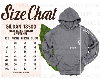 Gildan 18500 Hoodie Size Chart: Graphite Heather (instant Download