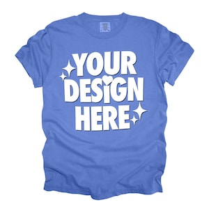 Periwinkle Comfort Colors 1717 T-shirt Mockup Unisex Men Women Flat Lay Instant Digital Download High Resolution JPEG File C1717