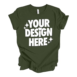 Military Green Bella Canvas 3001 T-shirt Mockup: Unisex Tee (Digital Download)