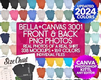 Bella Canvas 3001 Mockup Bundle: Front & Back PNG (Digital Download)