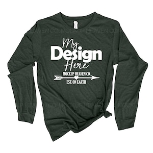 Bella Canvas 3501 Heather Forest Long Sleeve Tee Mockup (JPEG)