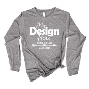 Bella Canvas 3501 Grey Triblend Long Sleeve Tee Mockup (JPEG)