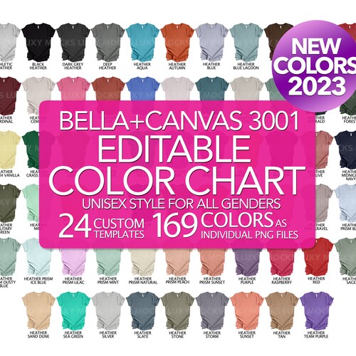 Bella Canvas 3001 Size Chart 3001 Mockup Unisex Size Chart - Etsy