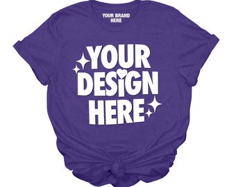Maqueta de camiseta Gildan 64000 para mujer color morado jaspeado (archivo JPEG)