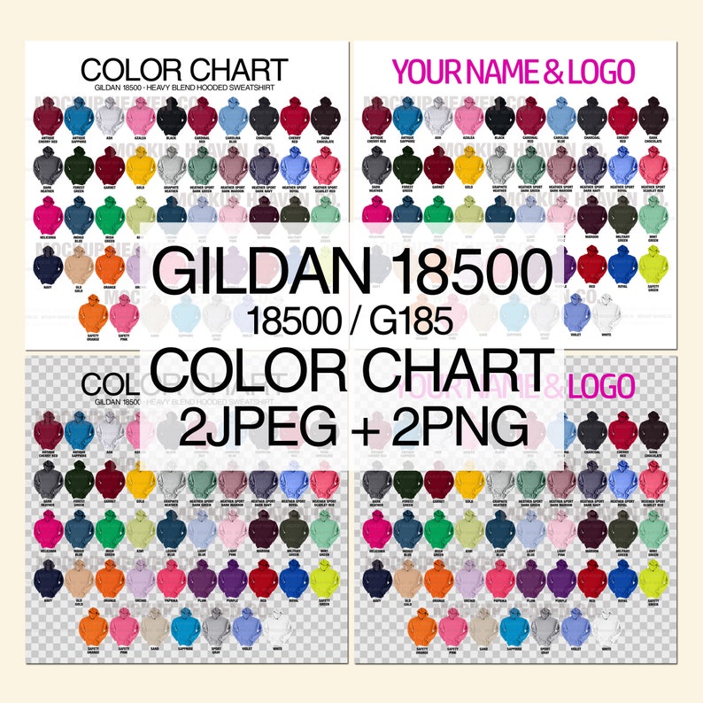 Gildan 18500 Color Chart G185 Heavy Blend Hooded Sweatshirt - Etsy Finland