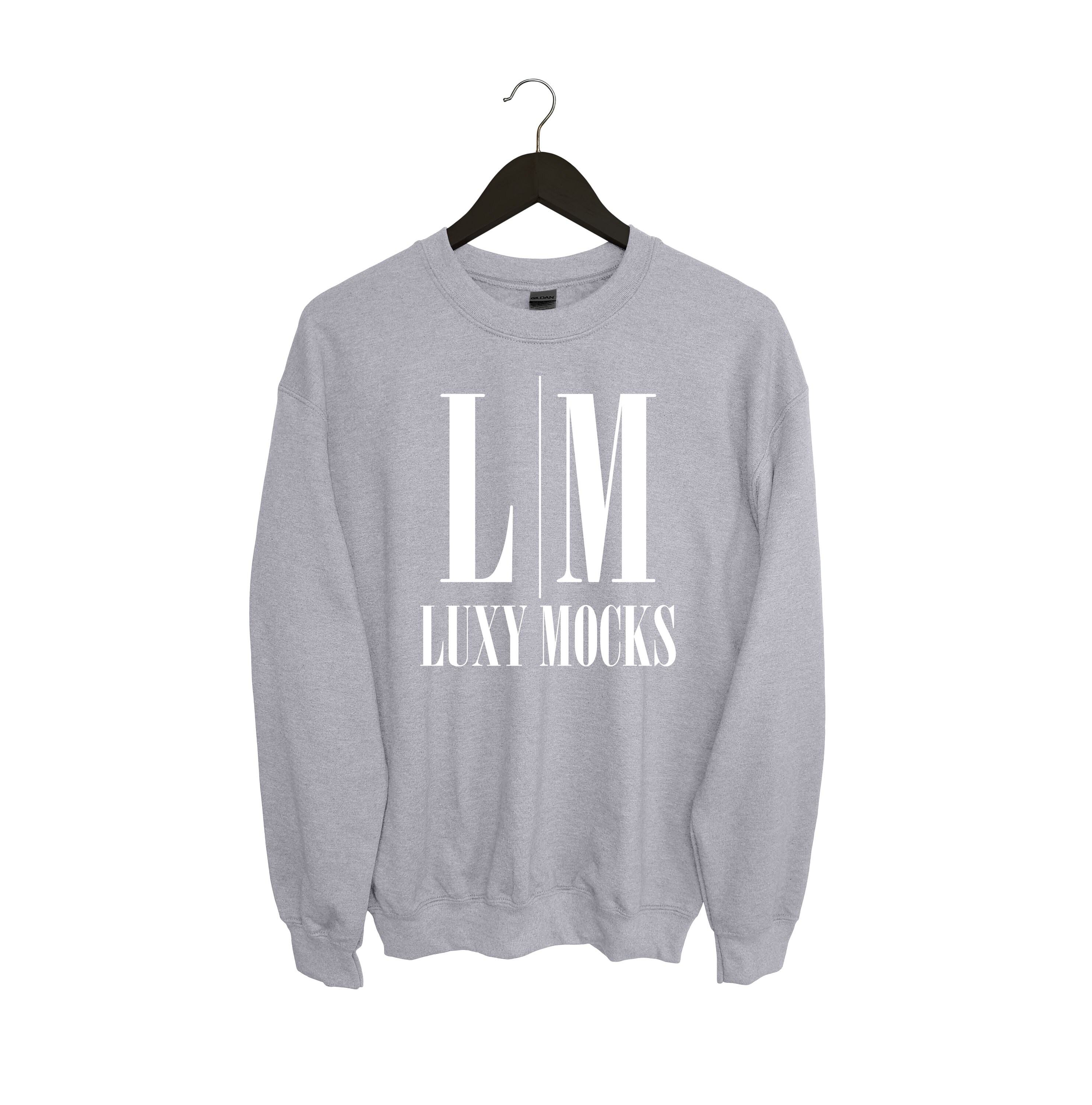 Maqueta de sudadera deportiva Gildan 18000 gris: JPEG + PNG (descarga instantánea)