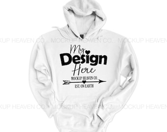 Maqueta de sudadera con capucha blanca Gildan 18500: mezcla unisex (JPEG)