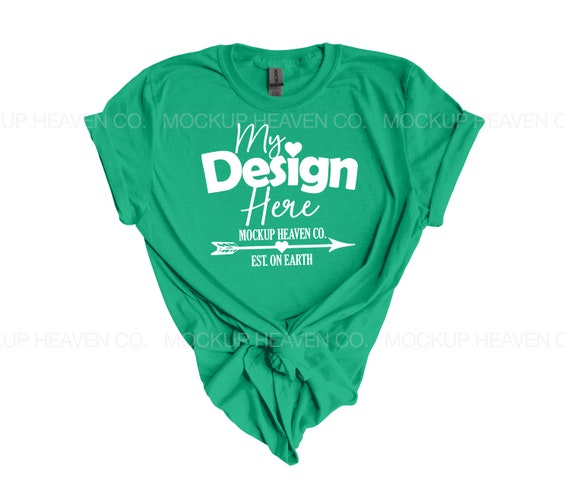 Gildan 64000 Mockup Kelly Green G640 Women's T-shirt Mockup for Print On  Demand Flat Lay Mockups High Resolution T-shirt Mockup