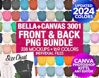 Bella Canvas 3001 Mockup Bundle: Front & Back PNG (Digital Download)