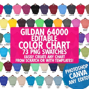 Gildan 64000 T-Shirt Farbkarte: 73 PNG Farbmuster (Digitaler Download)