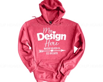 Scarlet Red Hoodie Mockup: Gildan 18500 Heavy Blend (JPEG)