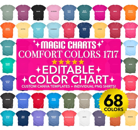 Comfort Colors 1717 Color Chart: Editable Canva Mockups (Digital Download)