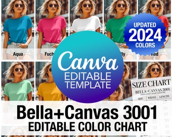 Bella Canvas 3001 T-shirt Color Chart Canva Template (Digital Download)