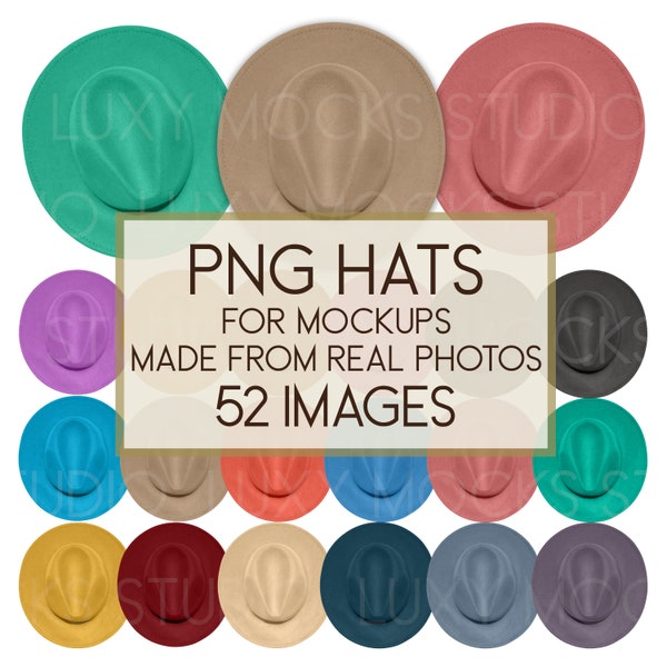 PNG Hat Bundle For Mockups |Digital Product Only| 52 Colors Individual PNG Transparent Files | Women Men Unisex Hat Photos | Style MM1