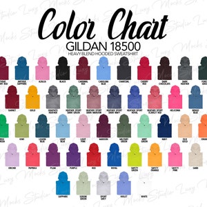 Gildan 18500 G185-kleurenkaart | Uniseks hoodie gevouwen | JPEG-indeling | 1 bestand | Directe digitale download