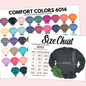 Comfort Colors 6014 Farbkarte + Größentabelle Bundle | 2 JPEG-Dateien | Unisex Langarm-T-Shirt | 6014 Farbkarte Größentabelle | Sofort Download
