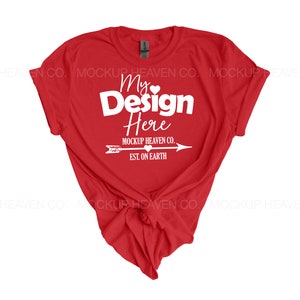 Red Gildan 64000 T-shirt Mockup: Flat Lay, High Resolution (JPEG)