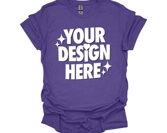 Maqueta de camiseta Gildan 64000 morado jaspeado: Camiseta unisex con diseño plano (descarga digital)