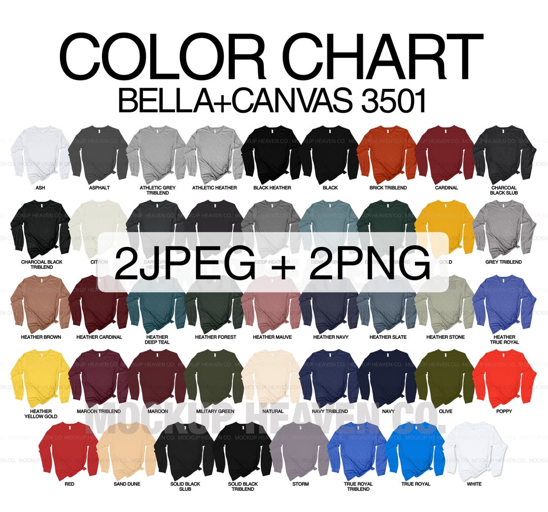 Color Chart Bella Canvas 3501 2JPEG 2PNG transparent Background 44 ...