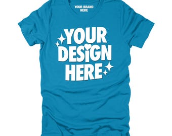 Electric Blue Bella Canvas 3001 T-shirt Mockup (JPEG File)
