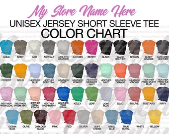 Printful Bella Canvas 3001 Color Chart Unisex T-shirt Digital Download All Printful Colors for Your Online Store Listings