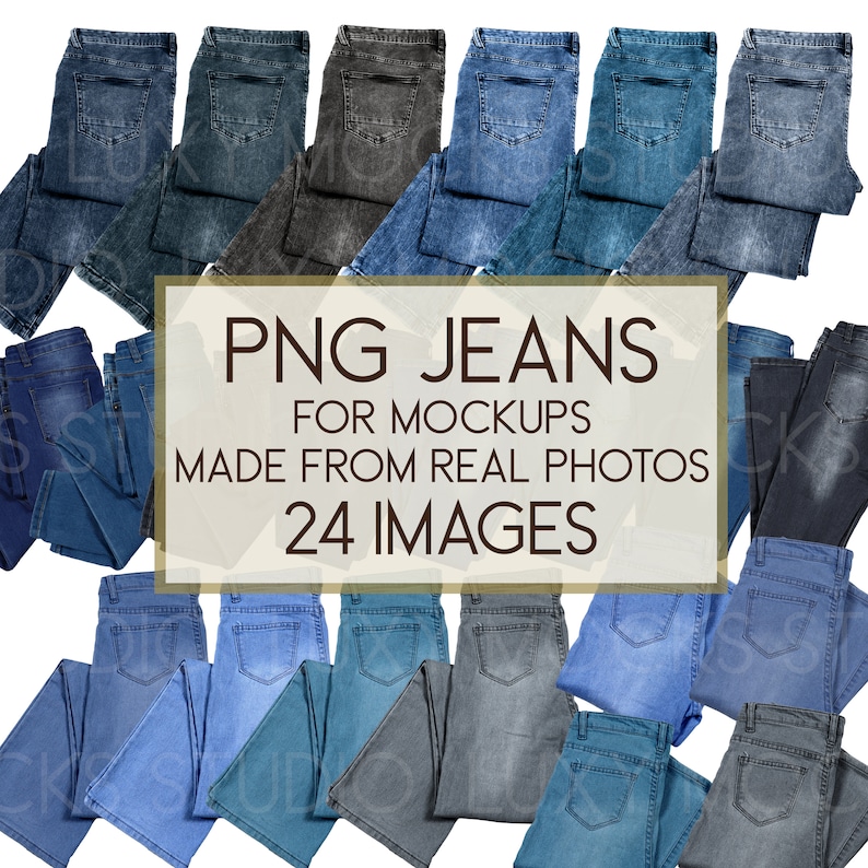 Jeans PNG-clipartbundel: echte fotomodellen (digitaal product) afbeelding 1