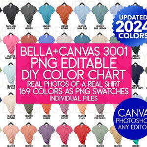 Tabla de colores editable DIY Bella Canvas 3001 / Cree cualquier tabla en segundos / Muestras transparentes PNG, encabezados / Archivos PNG individuales