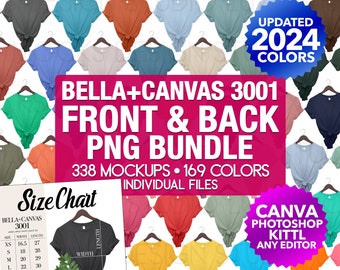 Bella Canvas 3001 T-shirt Mockup Bundle: Front & Back (PNG Digital Download)